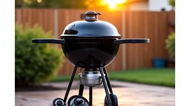 Solider Mittelklasse-Holzkohlegrill mit Seitenablagen.