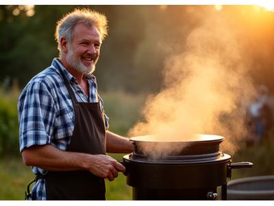 Porträt von Urs Weber, einem bekannten Schweizer BBQ-Blogger, beim Smoken von Rippchen