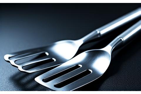 Glänzende Edelstahl-Grillzange und -Wender