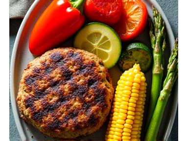 Grilliertes Gemüse und pflanzliche Burger