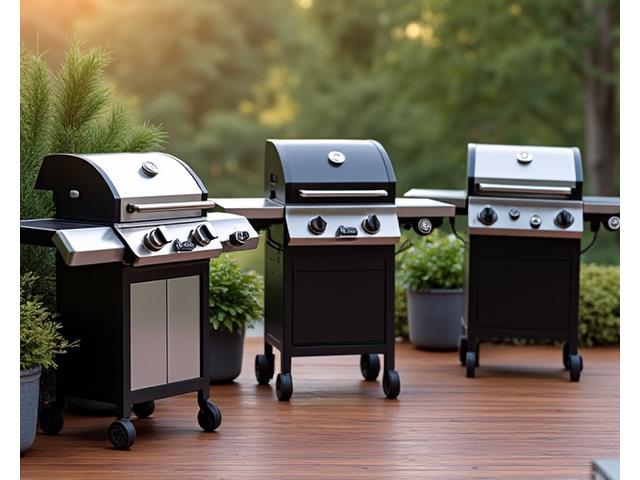 Eine Auswahl glänzender Premium Gas-, Holzkohle- und Elektrogrills