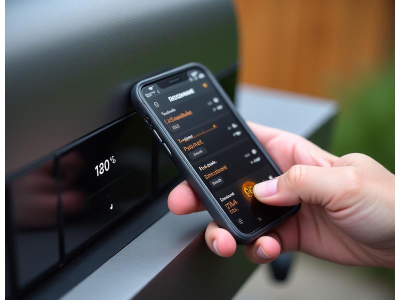 Modernes Smart-Grill-Bedienfeld mit Digitalanzeige und Smartphone-Integration